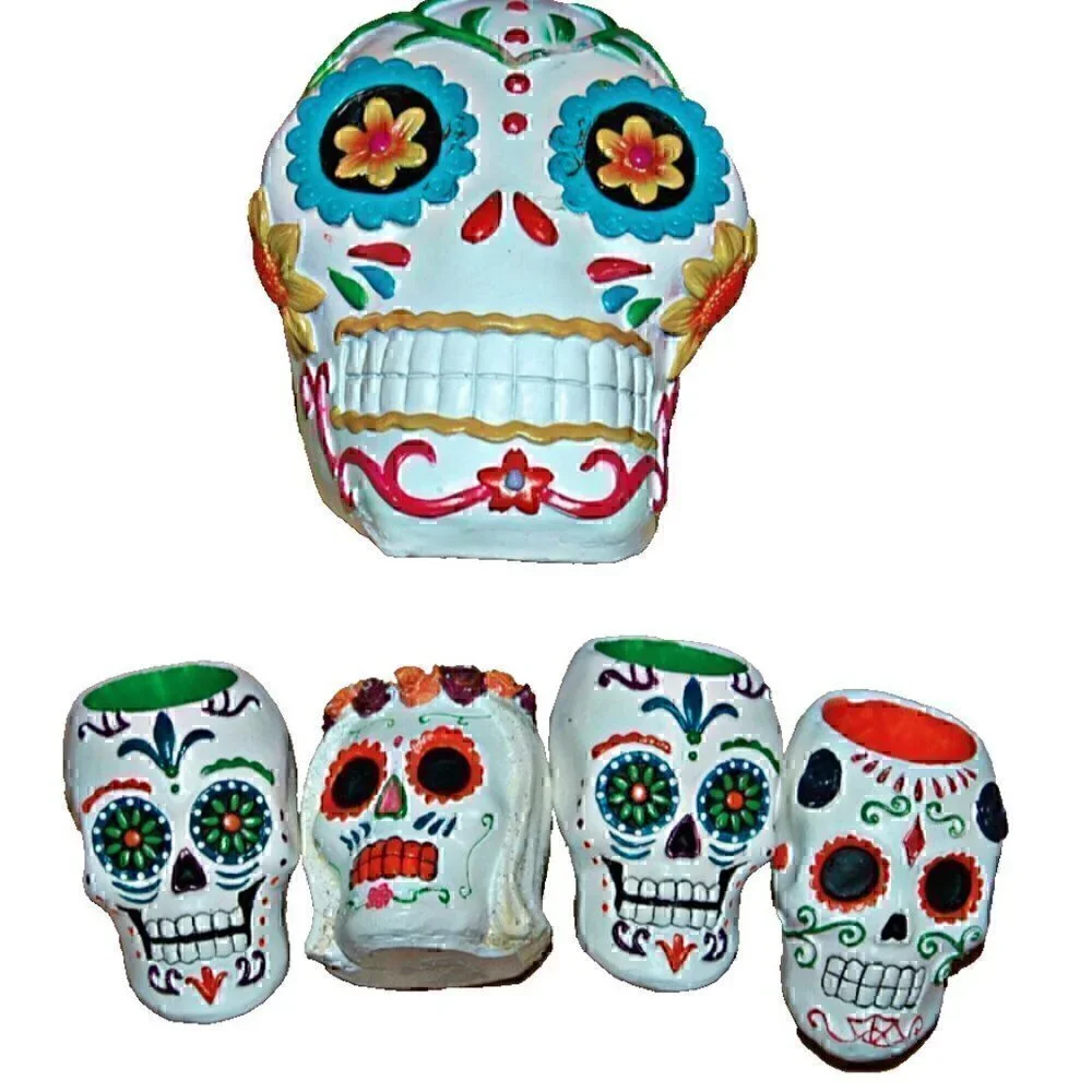 Skull Face Figurines Skeleton Dead Heads Decor